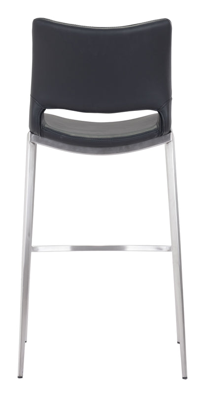 Ace Barstool (Set of 2) - Black & Silver