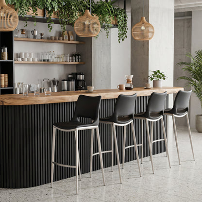Ace Barstool (Set of 2) - Black & Silver