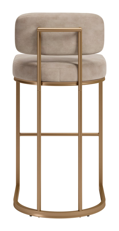 Velar Barstool (Set of 2) Beige & Bronze