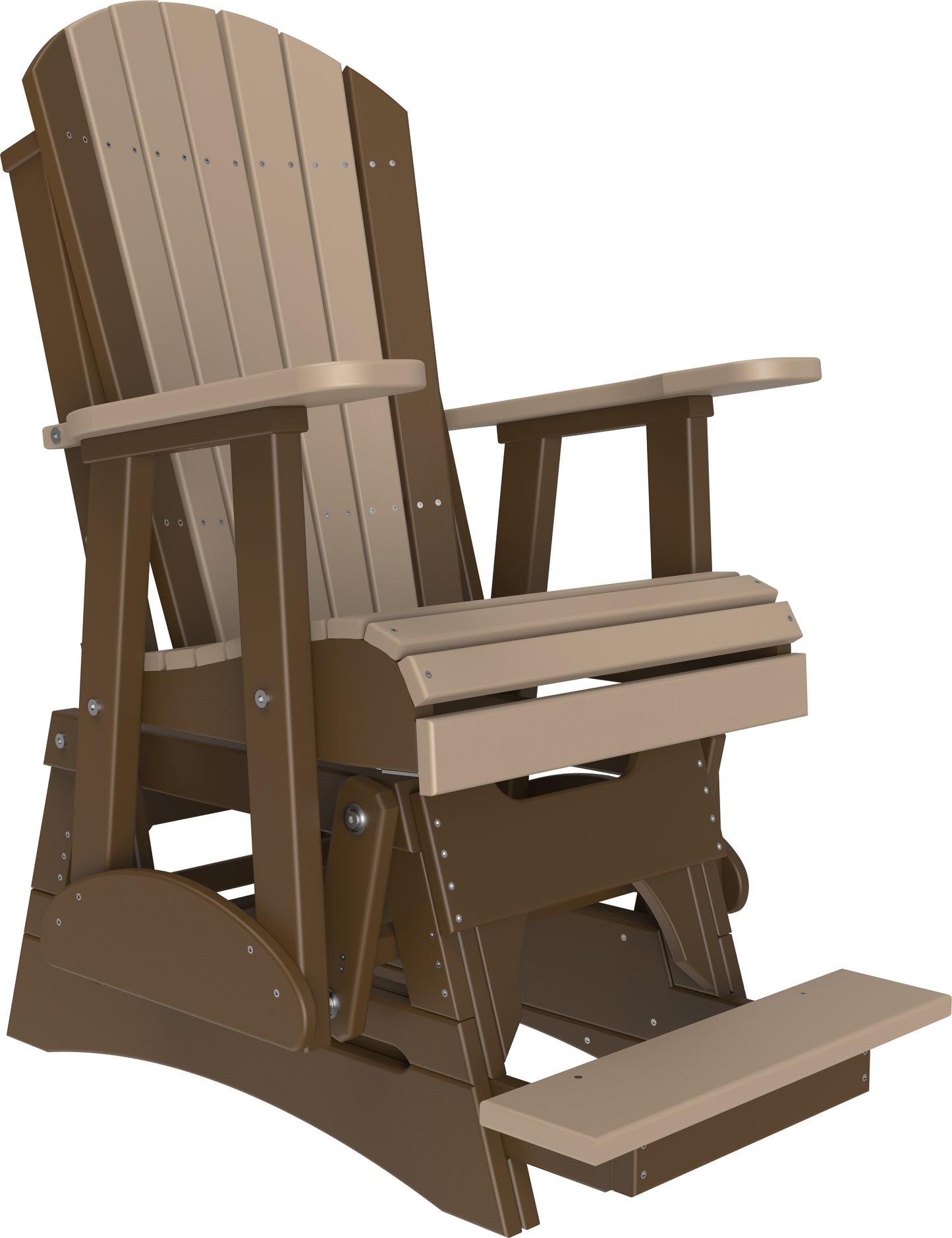 2' Adirondack Balcony Glider Weatherwood & Chestnut Brown