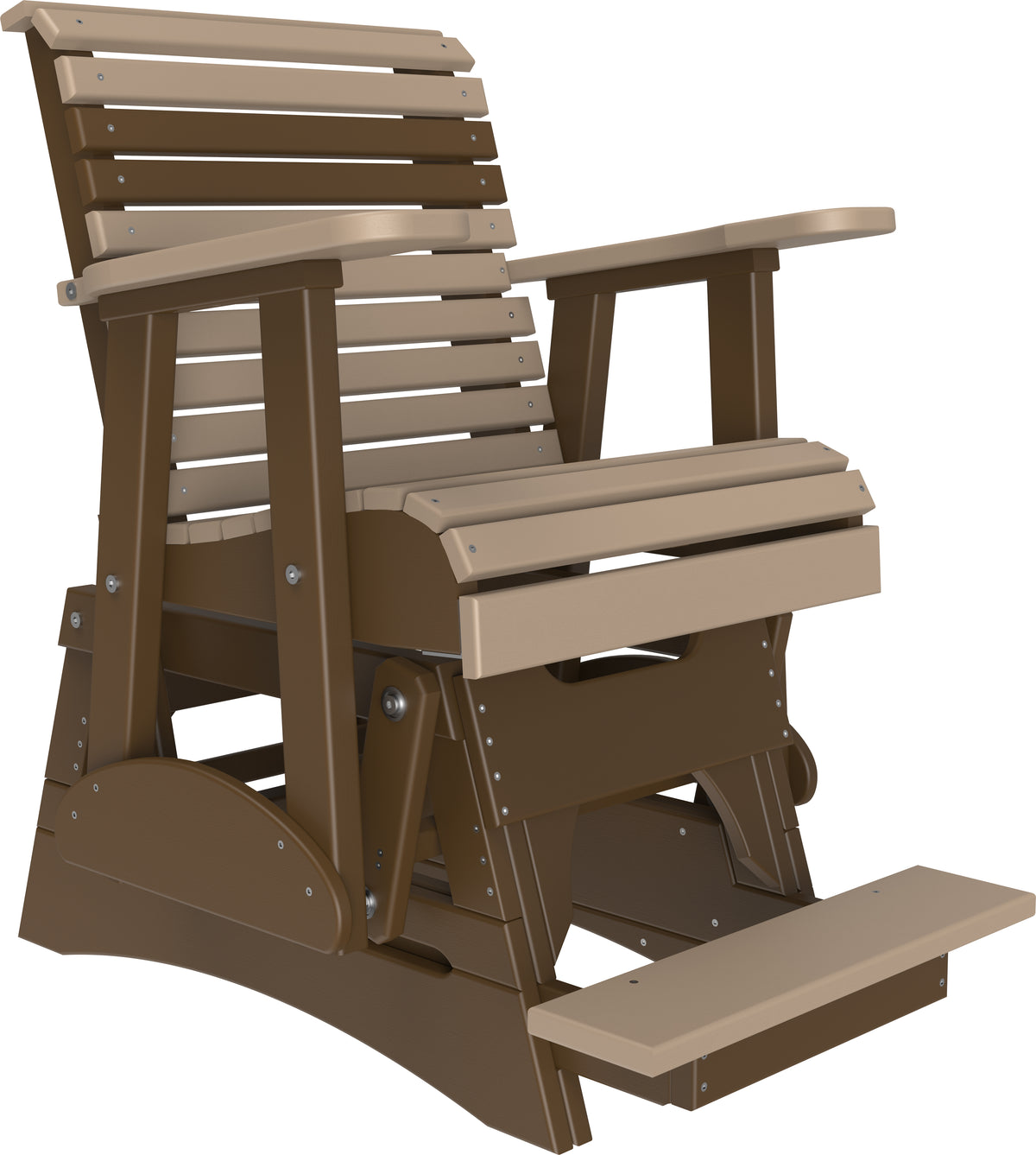 2' Plain Balcony Glider Weatherwood & Chestnut Brown