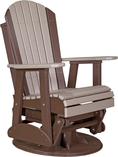 2' Swivel Adirondack Glider Weatherwood & Chestnut Brown
