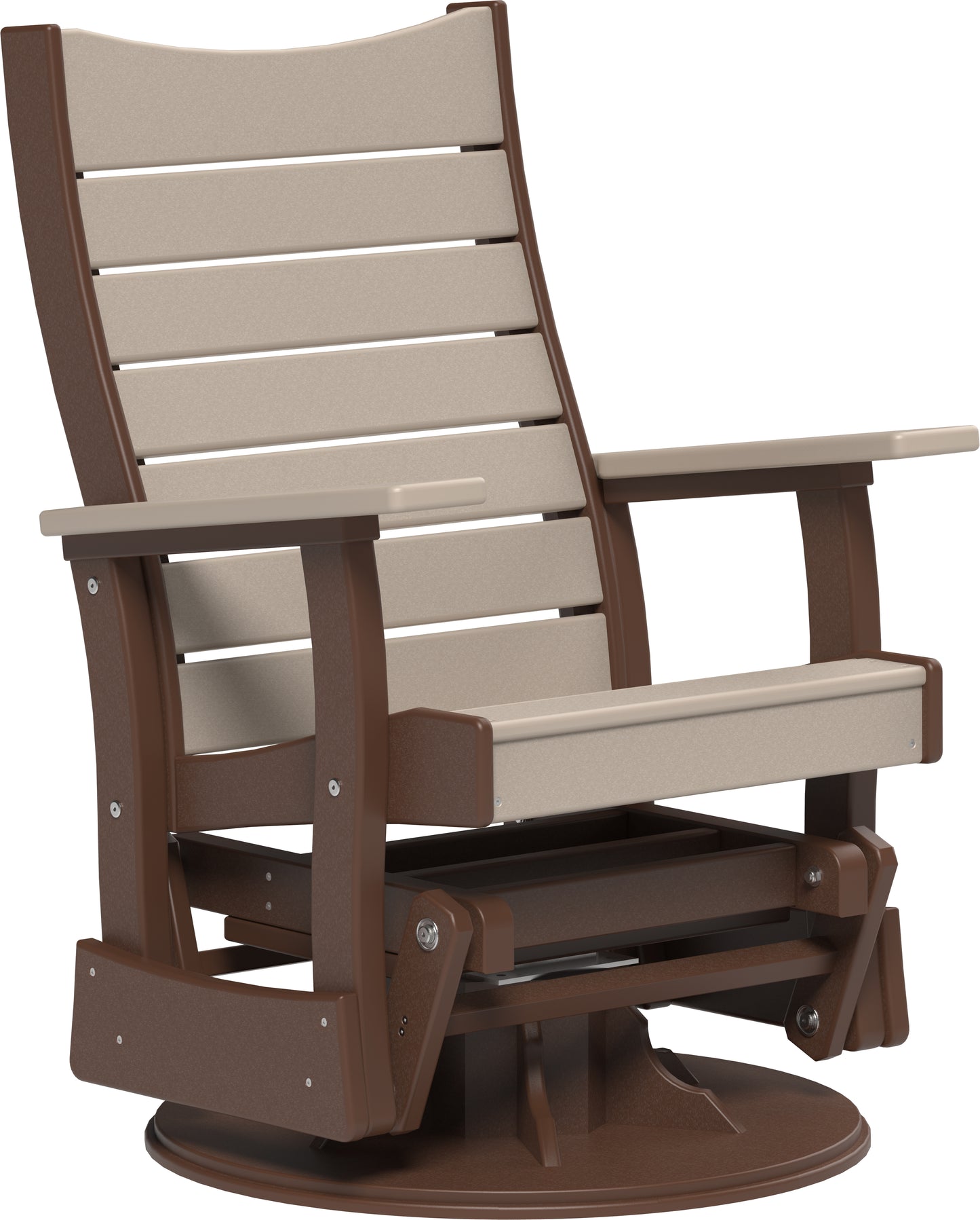 2' Swivel Contour Glider Weatherwood & Chestnut Brown