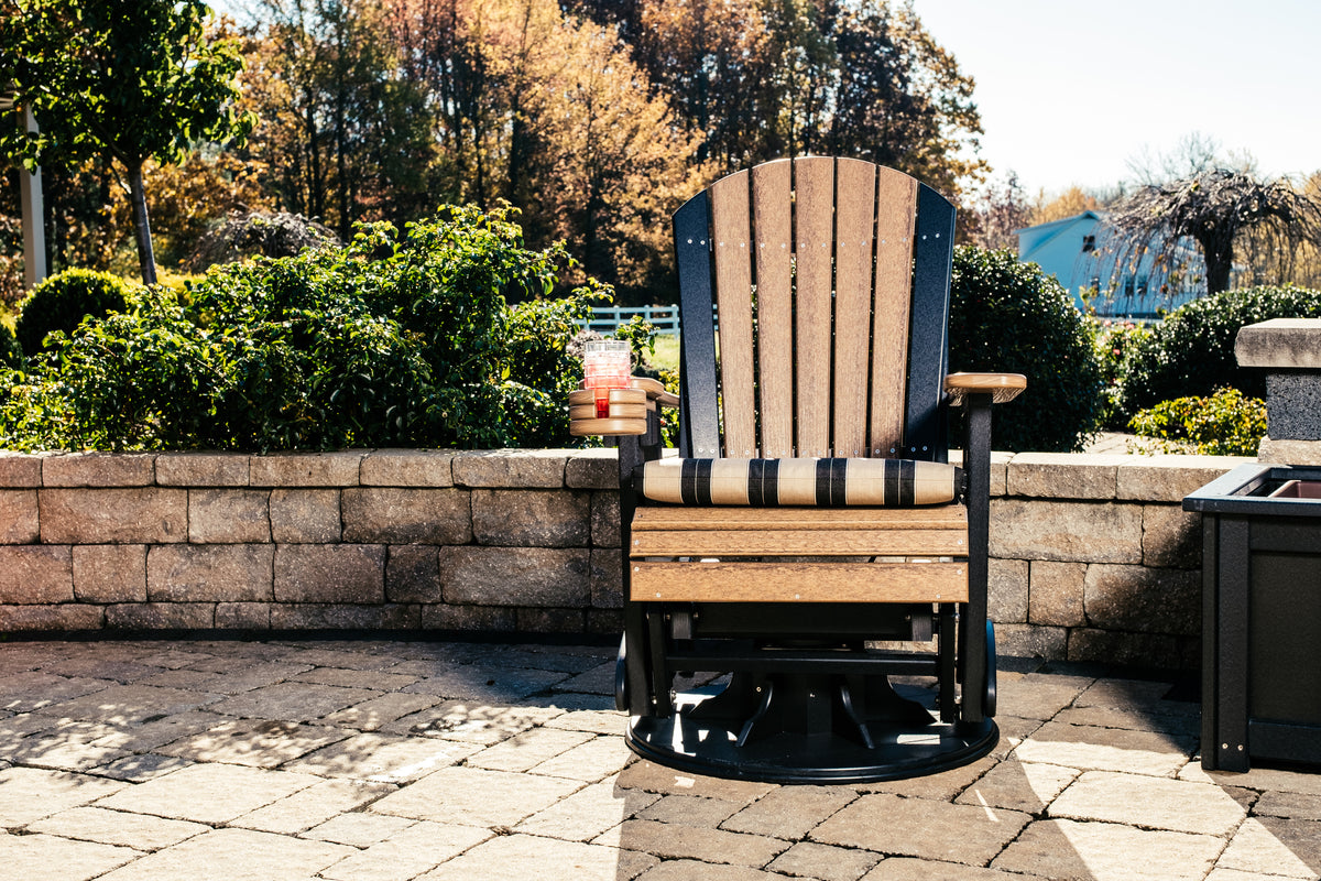 LuxCraft 2' Adirondack Swivel Glider — recycled poly Adirondack chair on a full 360-degree swivel glider base