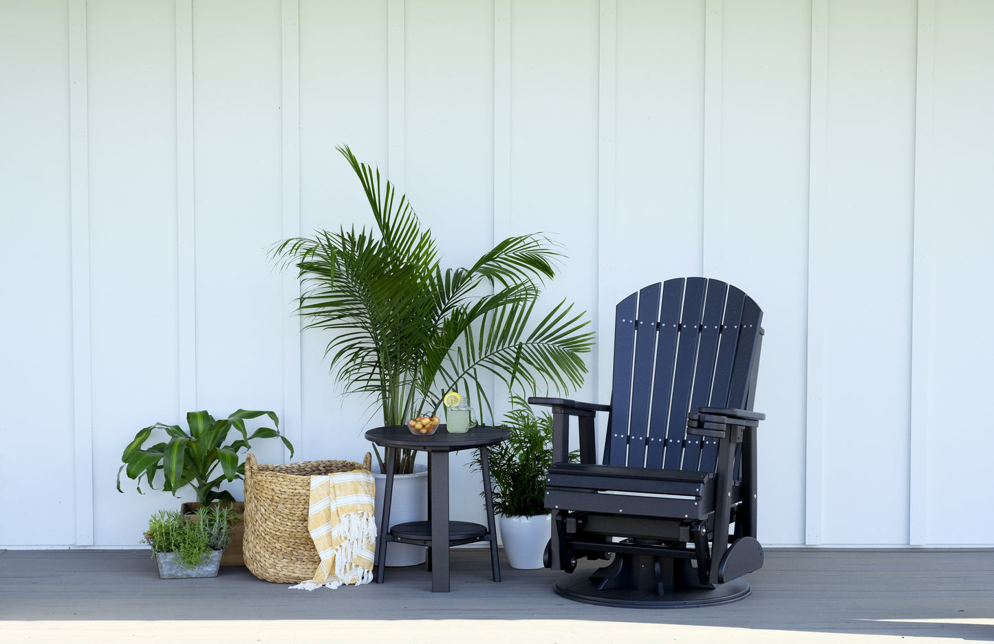 2' Swivel Adirondack Glider Black