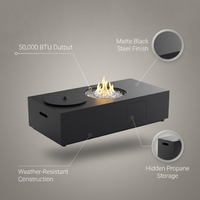 48 In, 50,000 BTU Black Coating Steel Outdoor Fire Table Propane Gas Fire Pit Table — Lifestyle