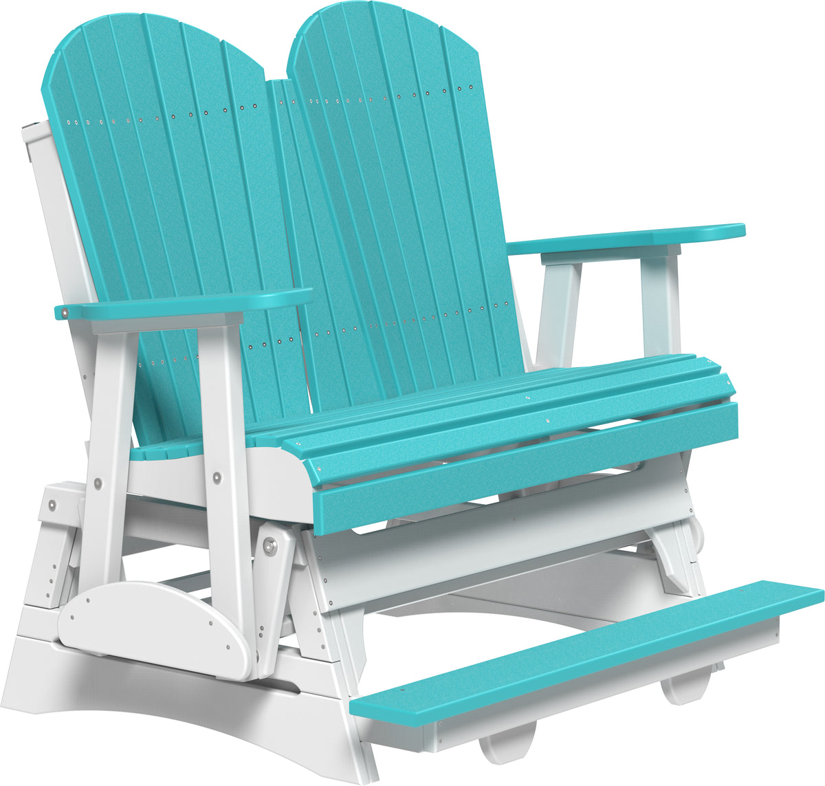 4' Adirondack Balcony Glider Aruba Blue & White