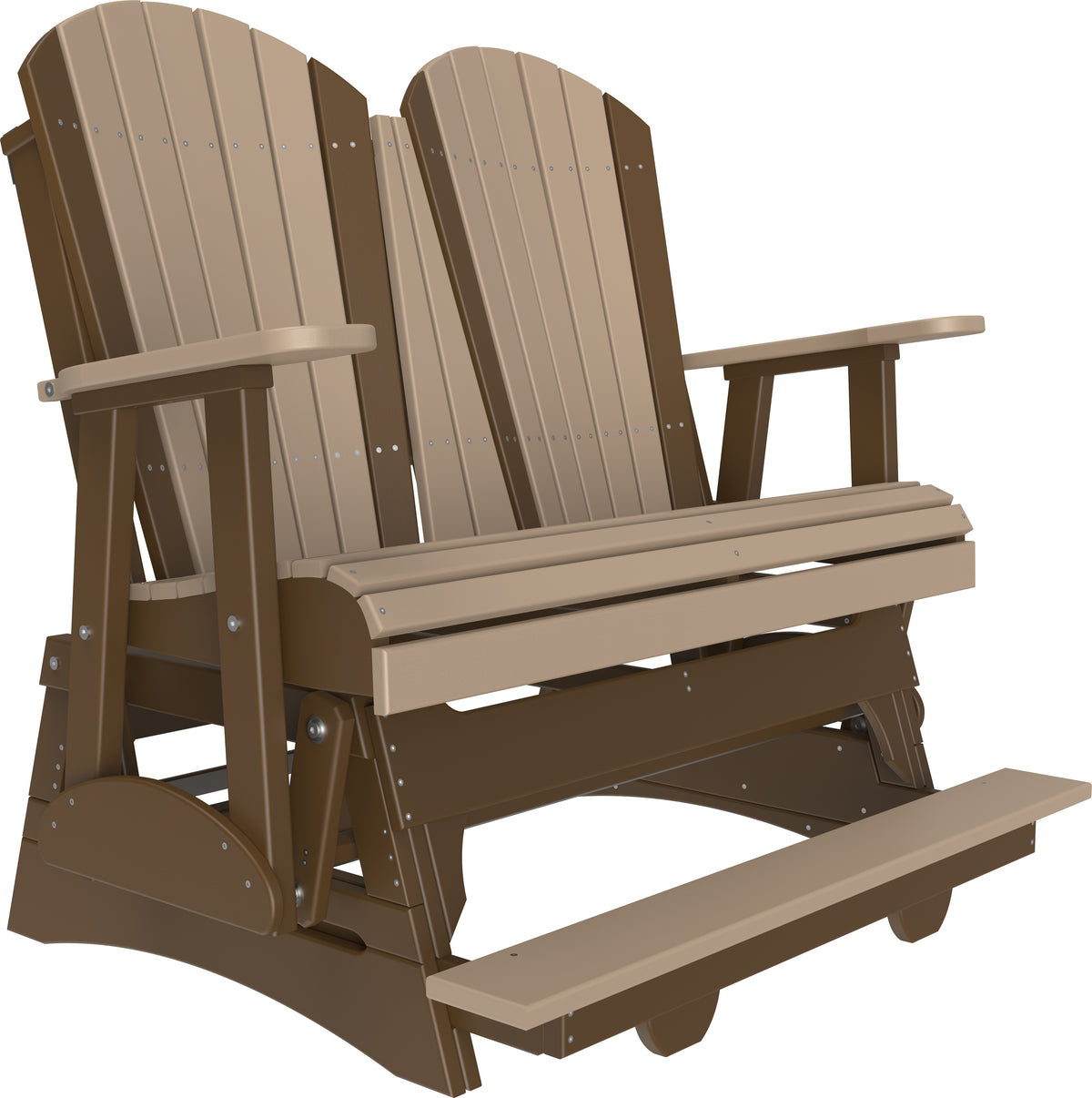 4' Adirondack Balcony Glider Weatherwood & Chestnut Brown