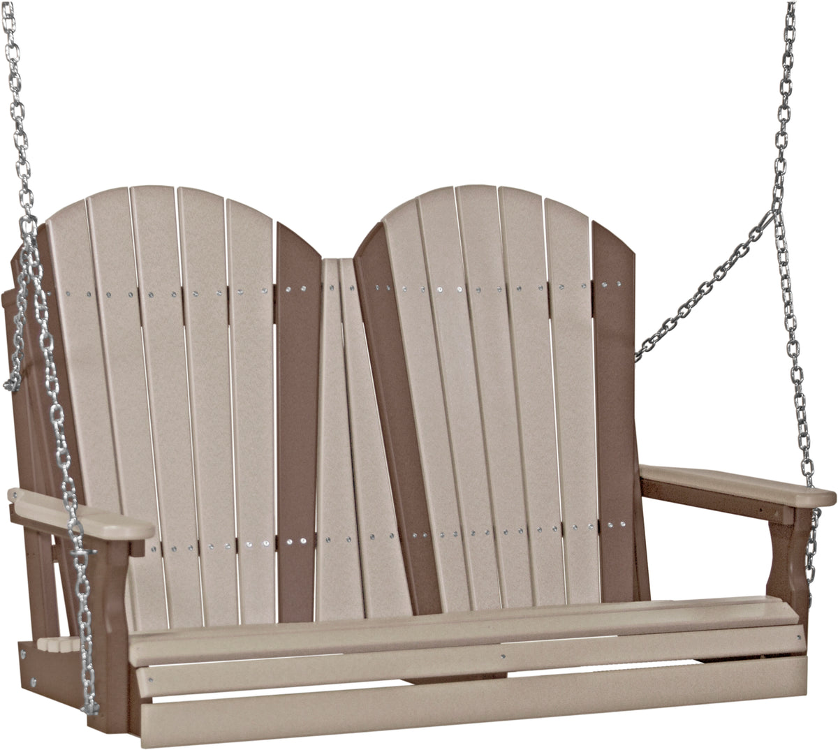 4' Adirondack Poly Swing Weatherwood & Chestnut Brown