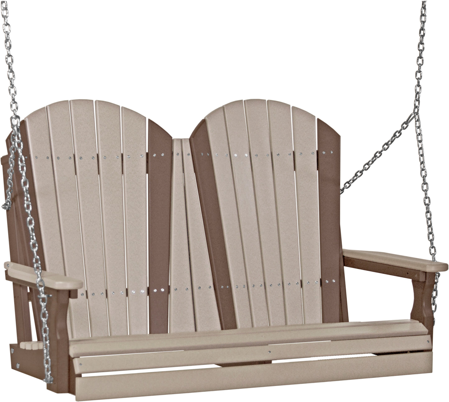 4' Adirondack Poly Swing Weatherwood & Chestnut Brown