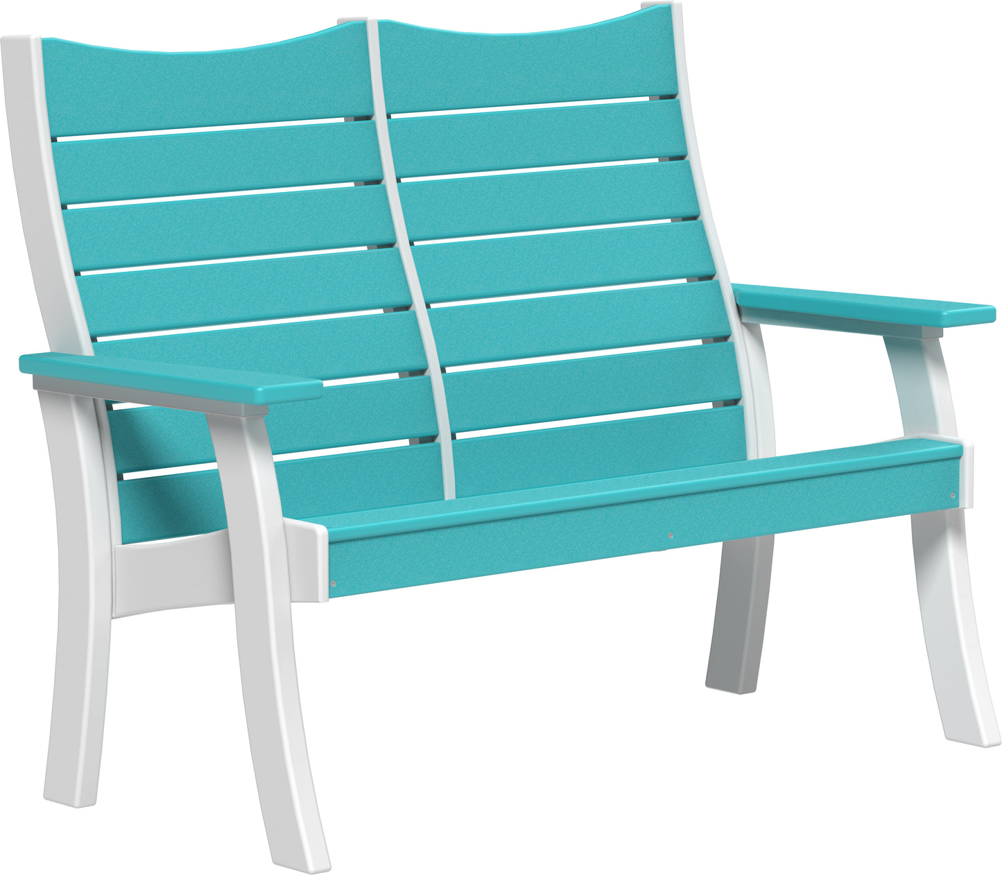 4' Contour Bench Aruba Blue & White
