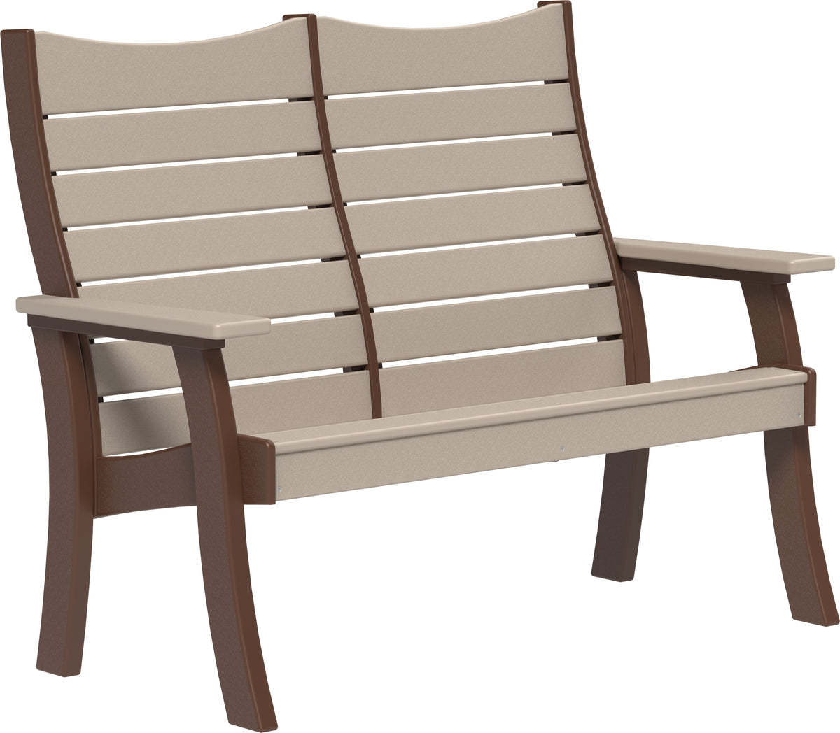 4' Contour Bench Weatherwood & Chestnut Brown