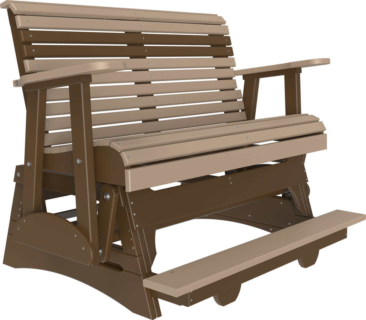 4' Plain Balcony Glider Weatherwood & Chestnut Brown