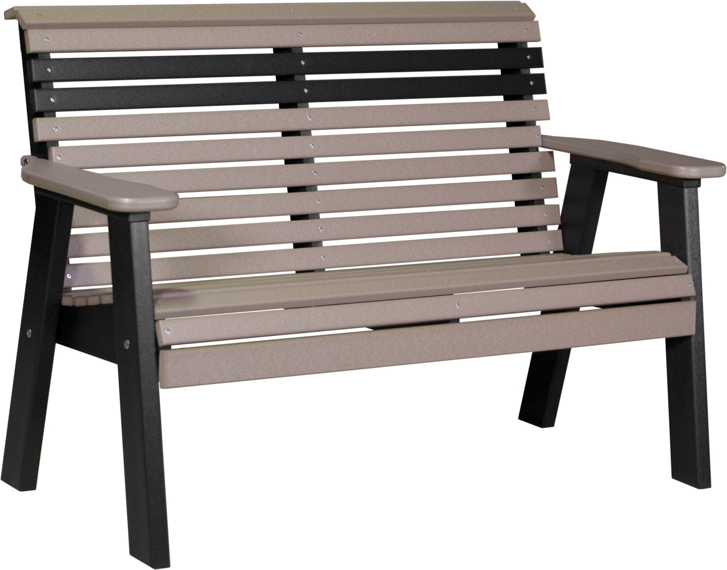 4' Plain Bench Weatherwood & Black