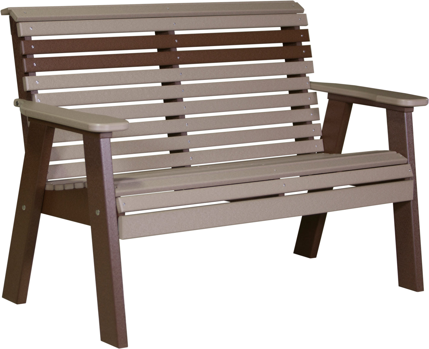 4' Plain Bench Weatherwood & Chestnut Brown
