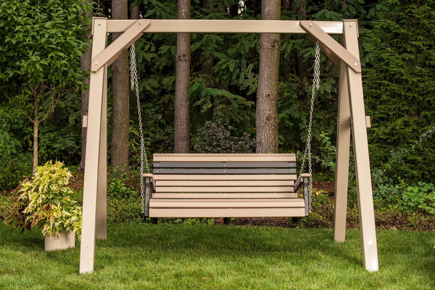 4' Plain Poly Swing Weatherwood & Black
