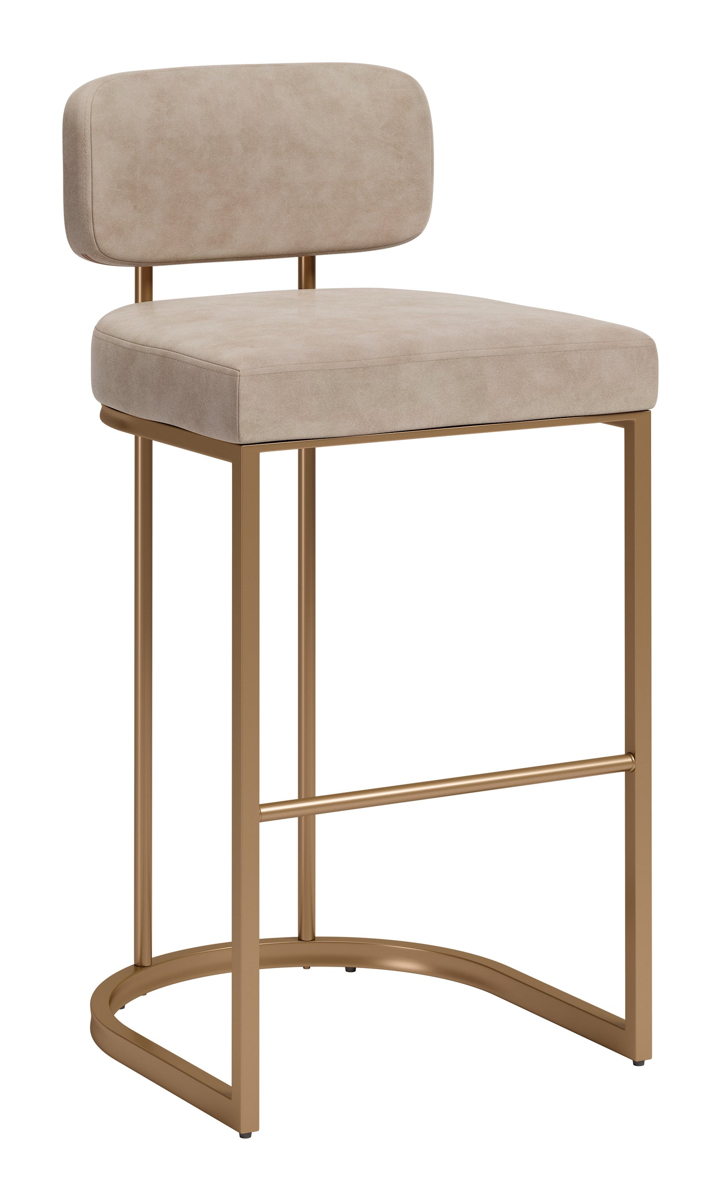 Velar Barstool (Set of 2) Beige & Bronze
