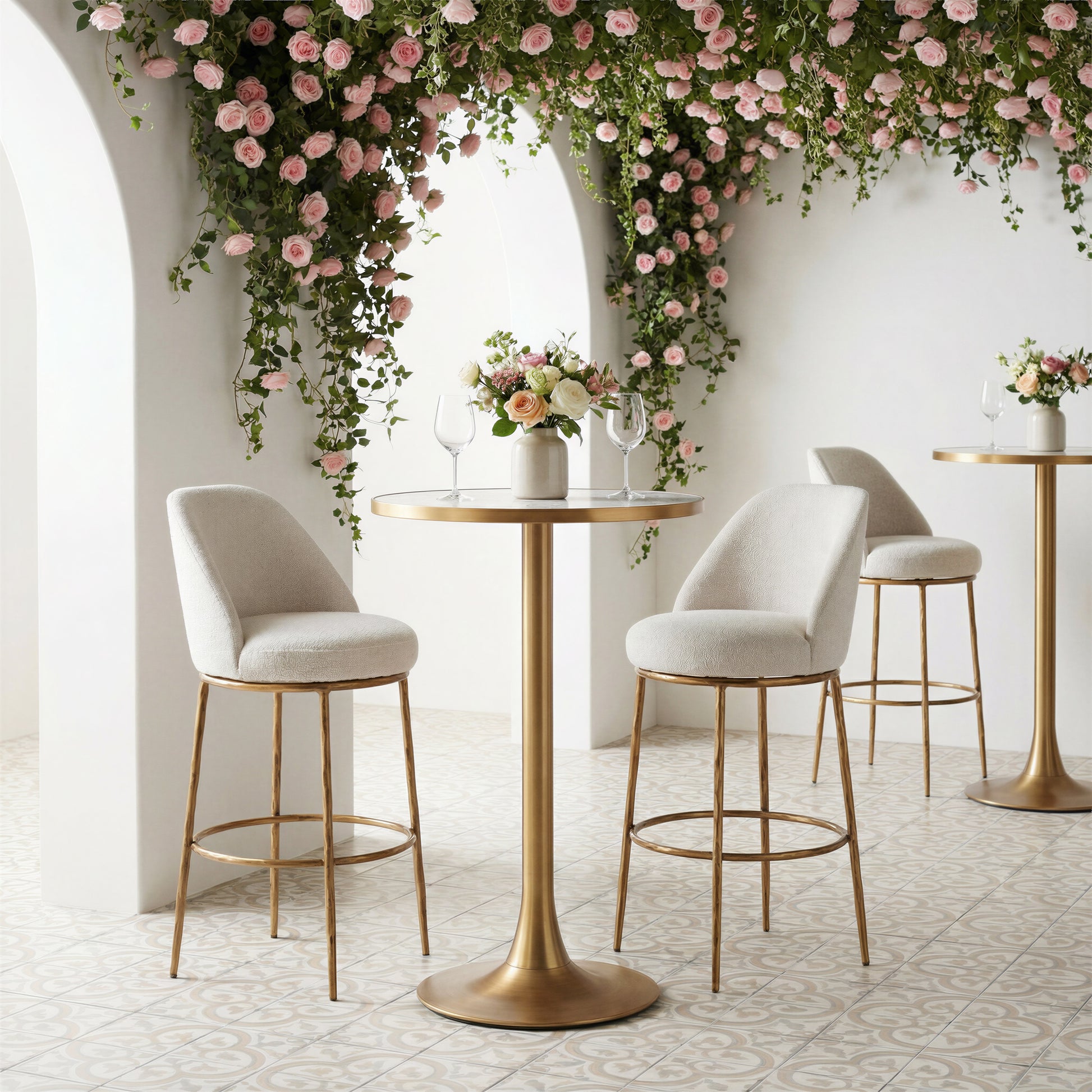 Nordhavn Swivel Barstool Beige & Gold