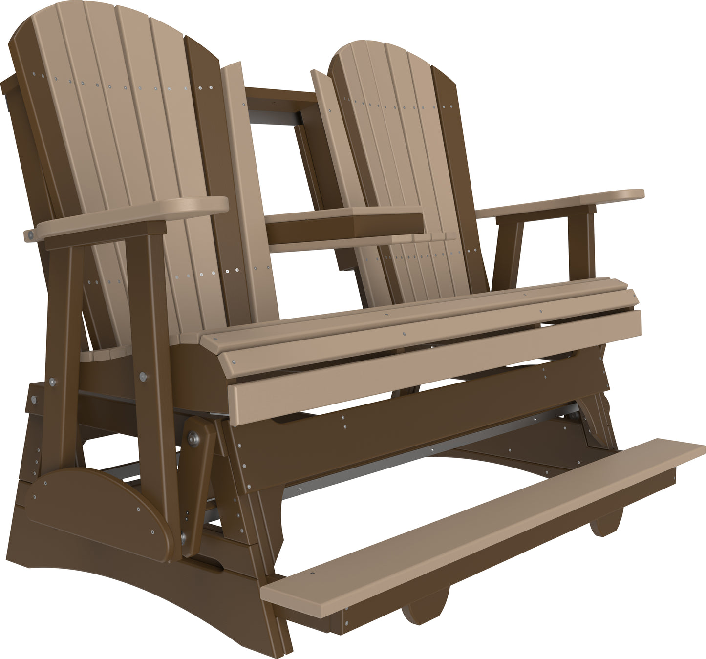 5' Adirondack Balcony Glider Weatherwood & Chestnut Brown