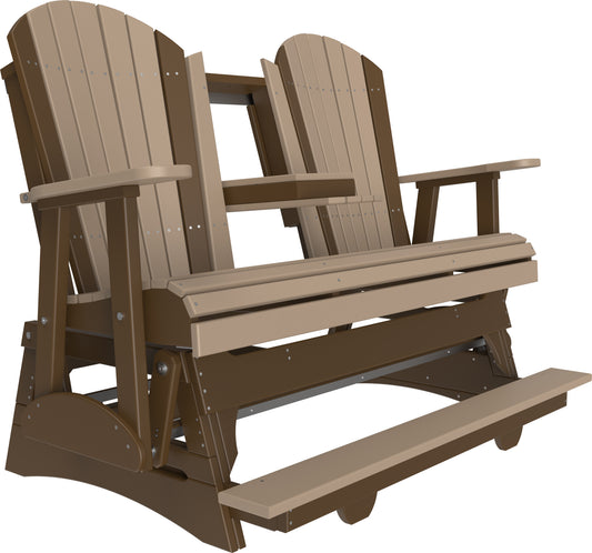 5' Adirondack Balcony Glider Weatherwood & Chestnut Brown