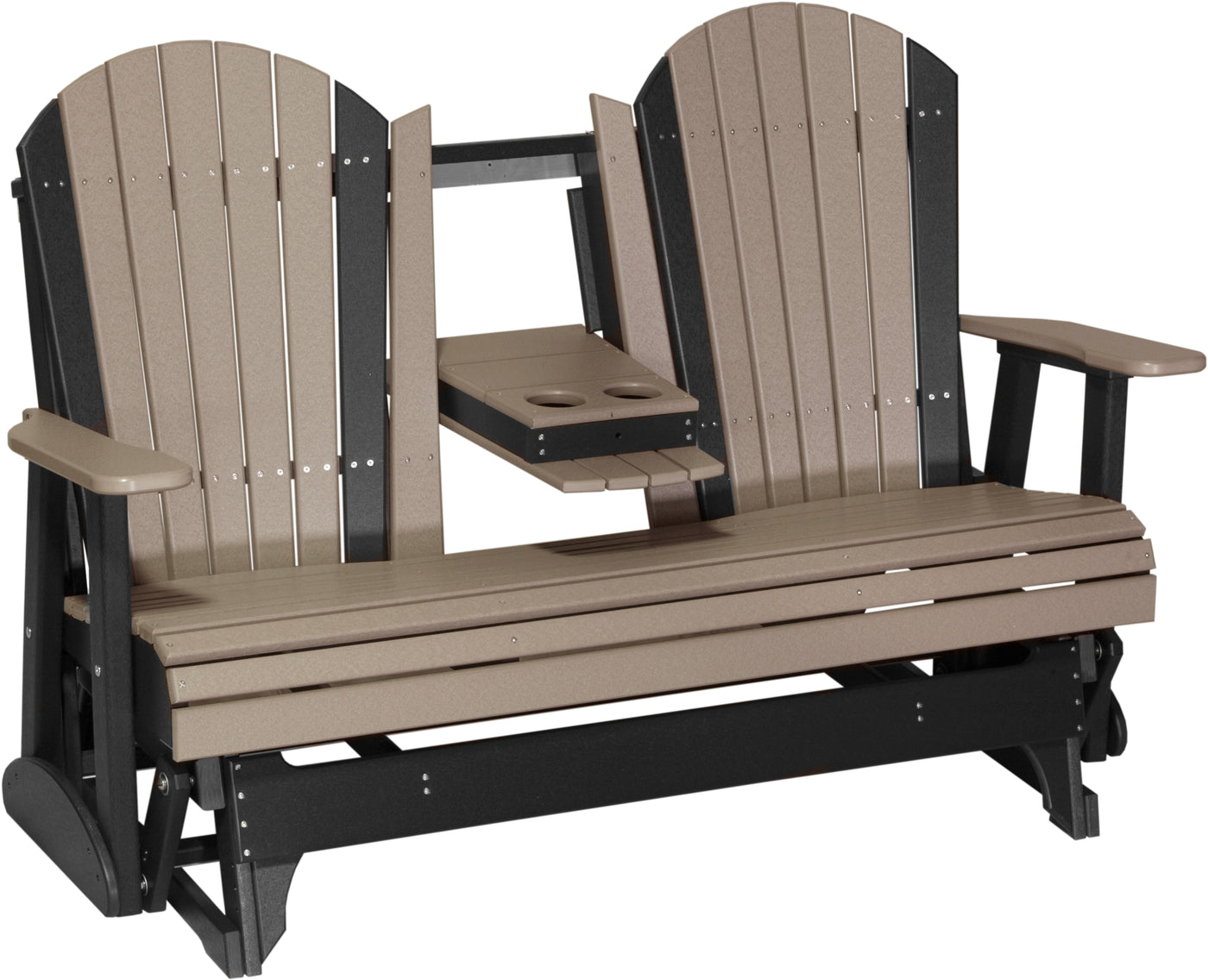 5' Adirondack Glider Weatherwood & Black
