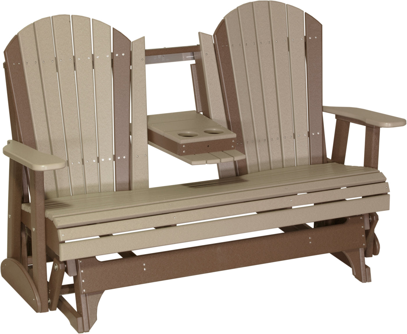 5' Adirondack Glider Weatherwood & Chestnut Brown