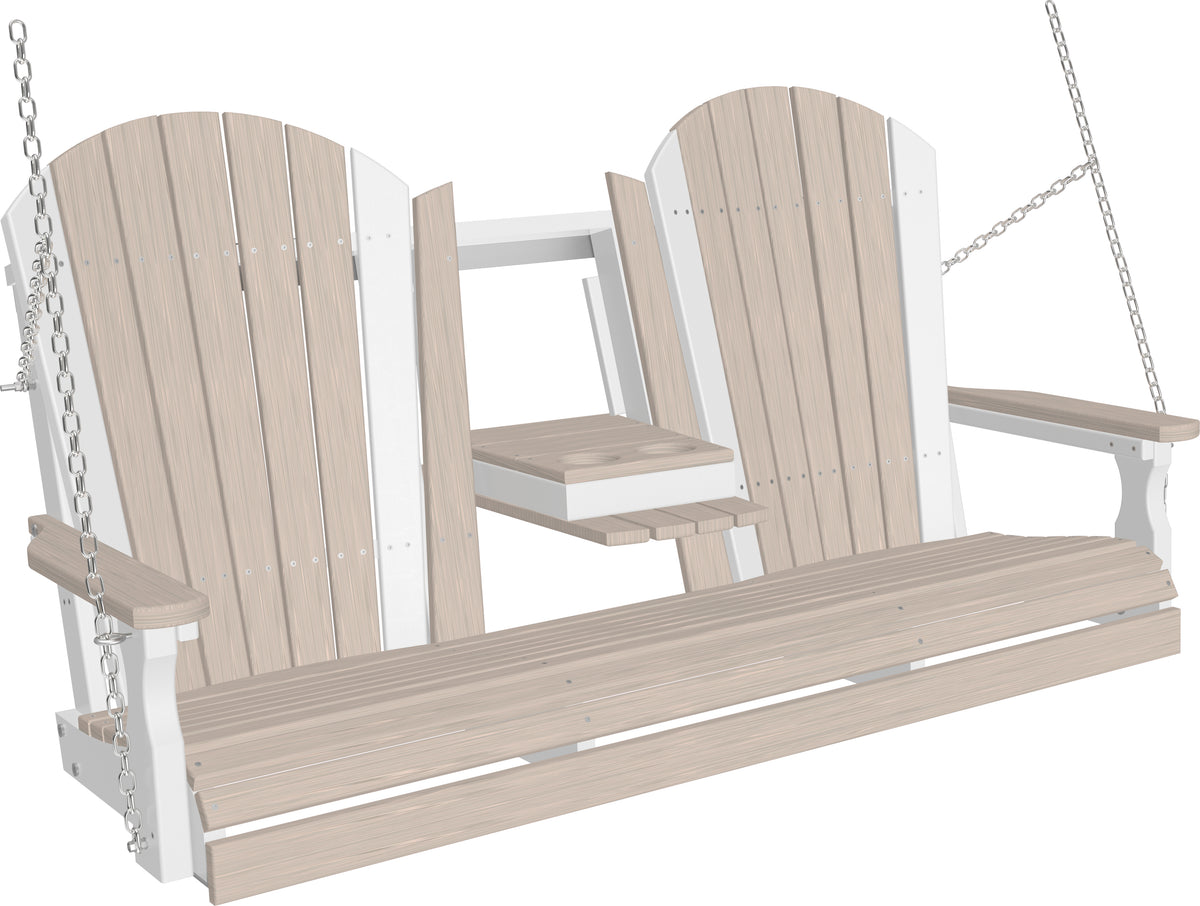 5' Adirondack Poly Swing Birch & White