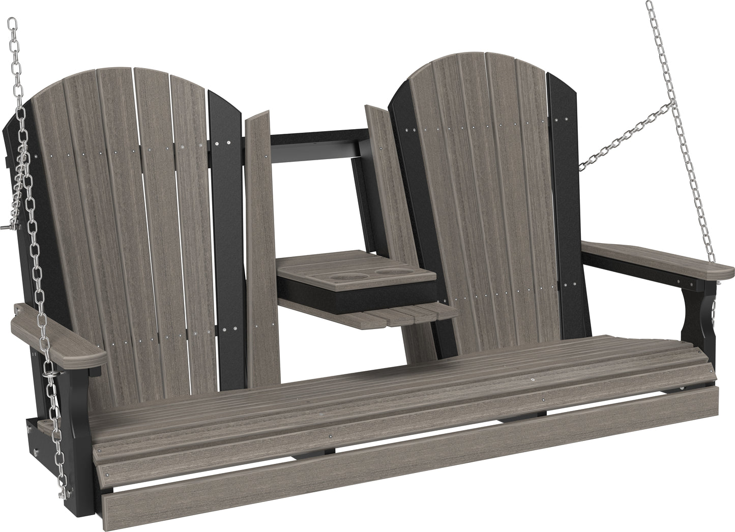5' Adirondack Poly Swing Coastal Gray & Black