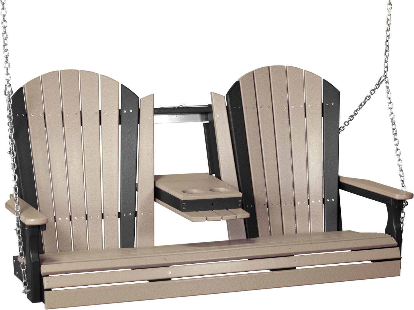 5' Adirondack Poly Swing Weatherwood & Black