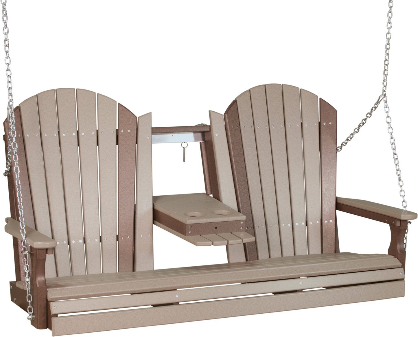 5' Adirondack Poly Swing Weatherwood & Chestnut Brown