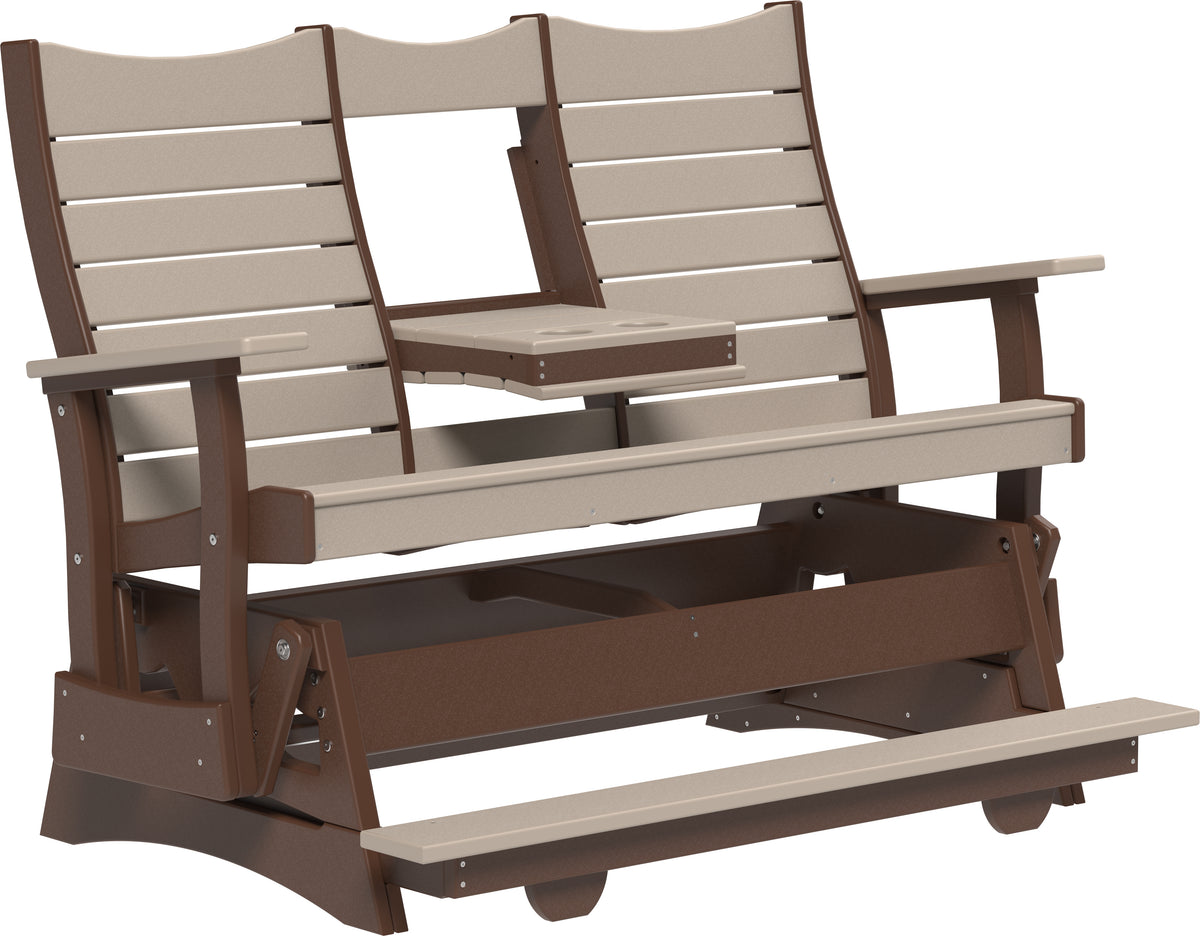 5' Contour Balcony Glider Weatherwood & Chestnut Brown