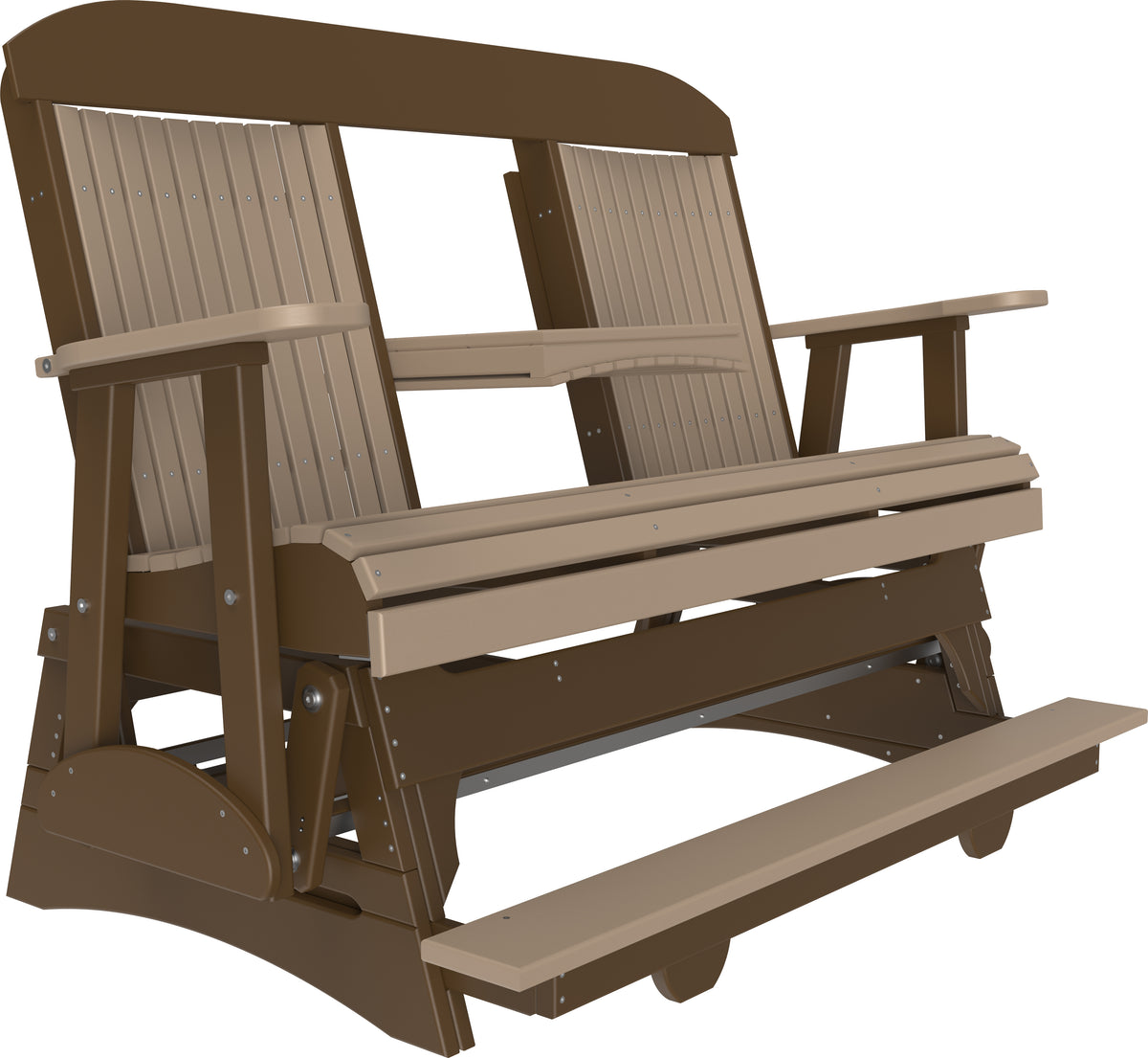 5' Classic Balcony Glider Weatherwood & Chestnut Brown