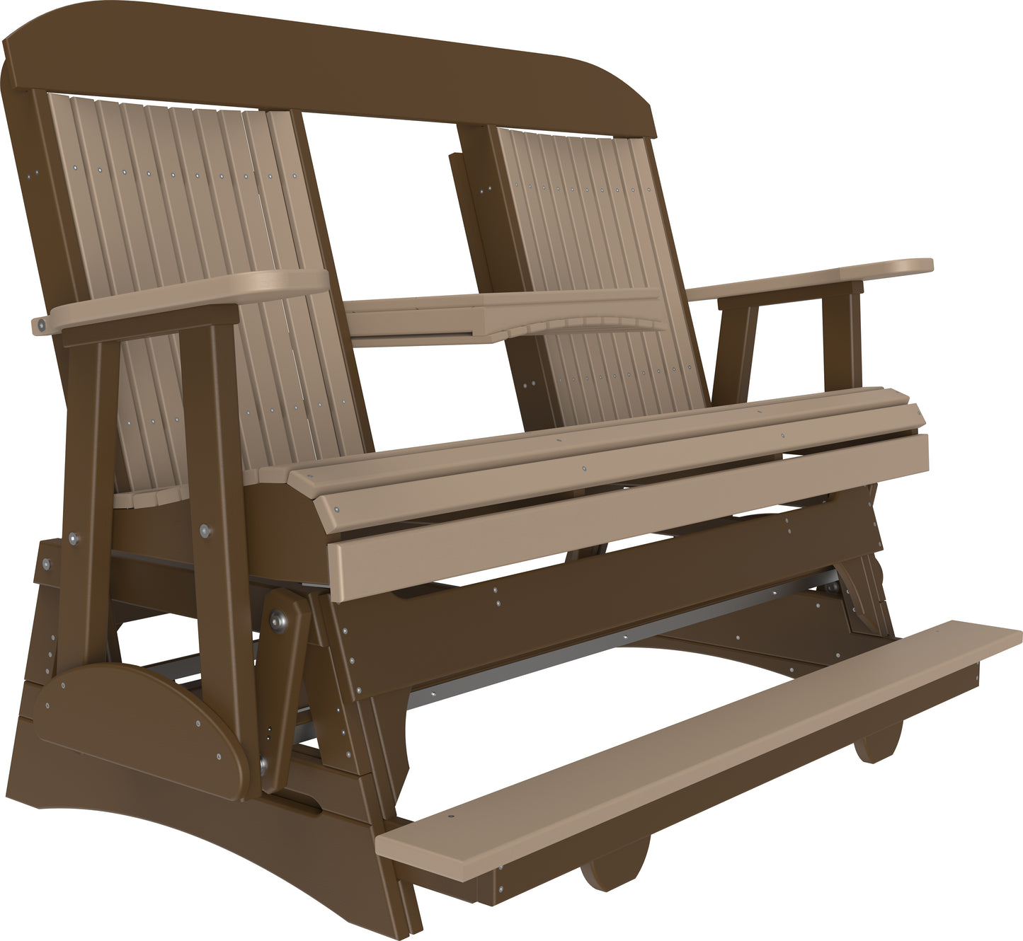 5' Classic Balcony Glider Weatherwood & Chestnut Brown