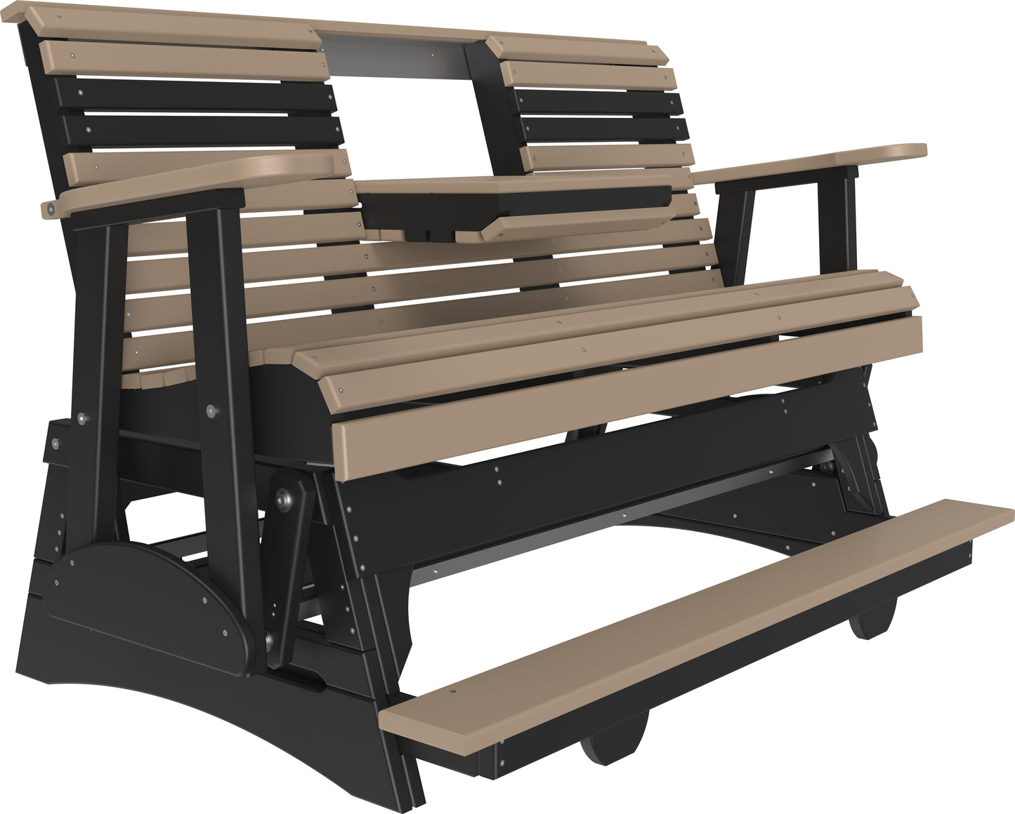 5' Plain Balcony Glider Weatherwood & Black