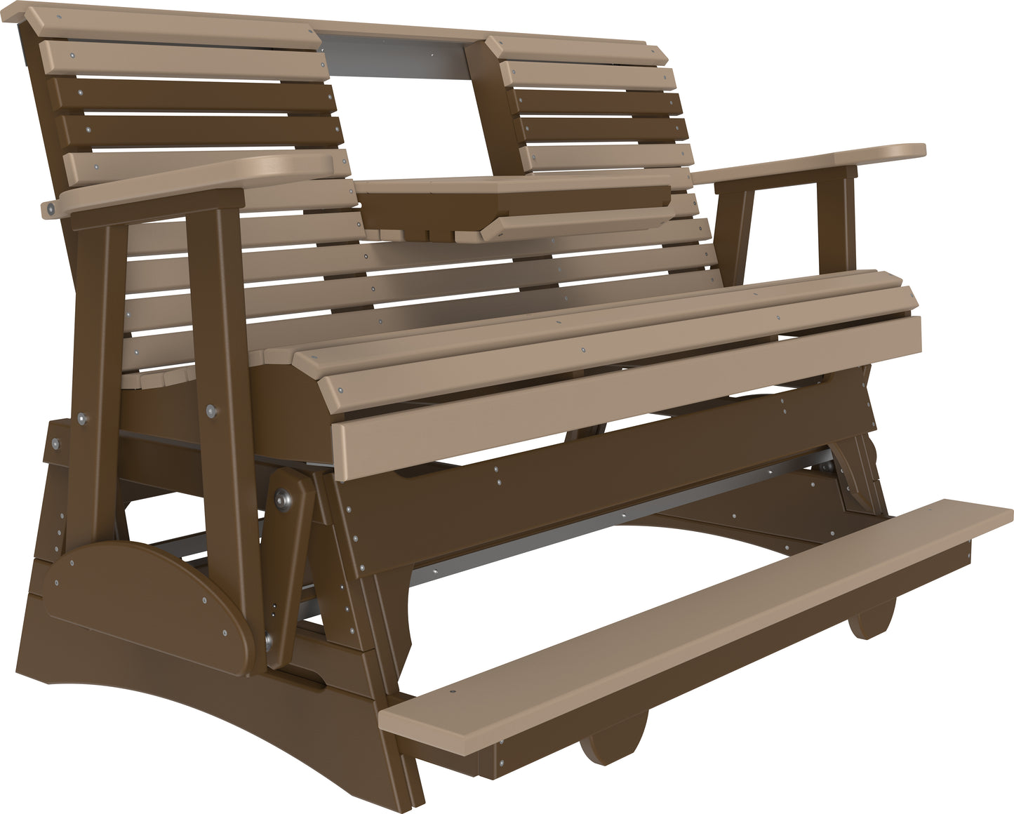 5' Plain Balcony Glider Weatherwood & Chestnut Brown