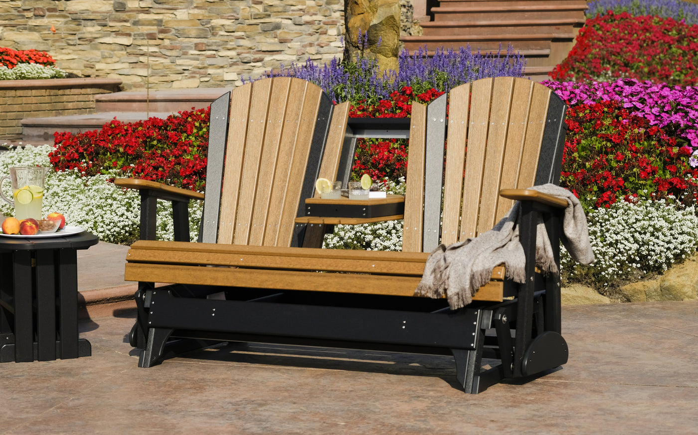 5' Adirondack Glider Antique Mahogany & Black