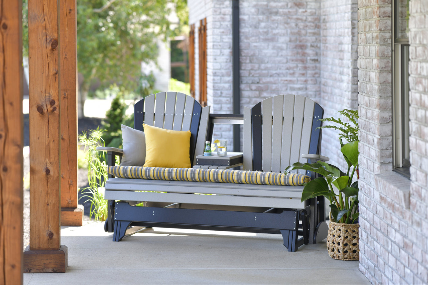 5' Adirondack Glider Dove Gray & Black
