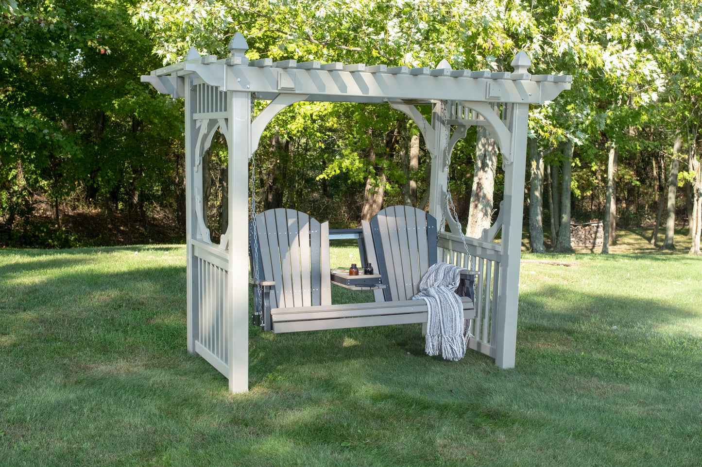 5' Adirondack Poly Swing Weatherwood & Black