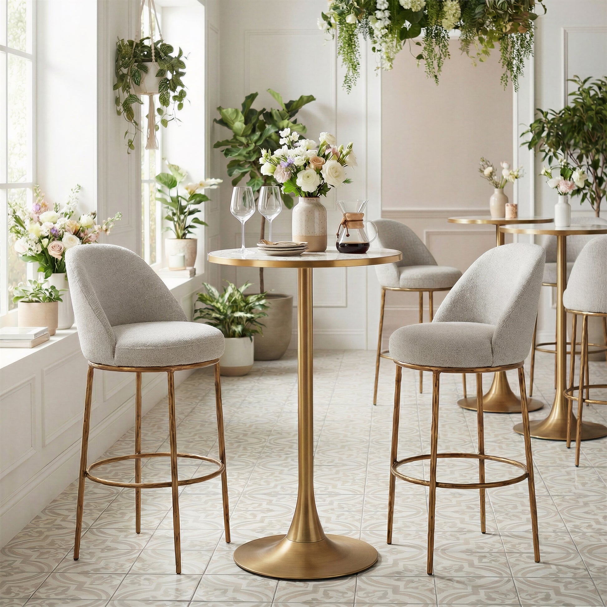 Nordhavn Swivel Barstool Beige & Gold