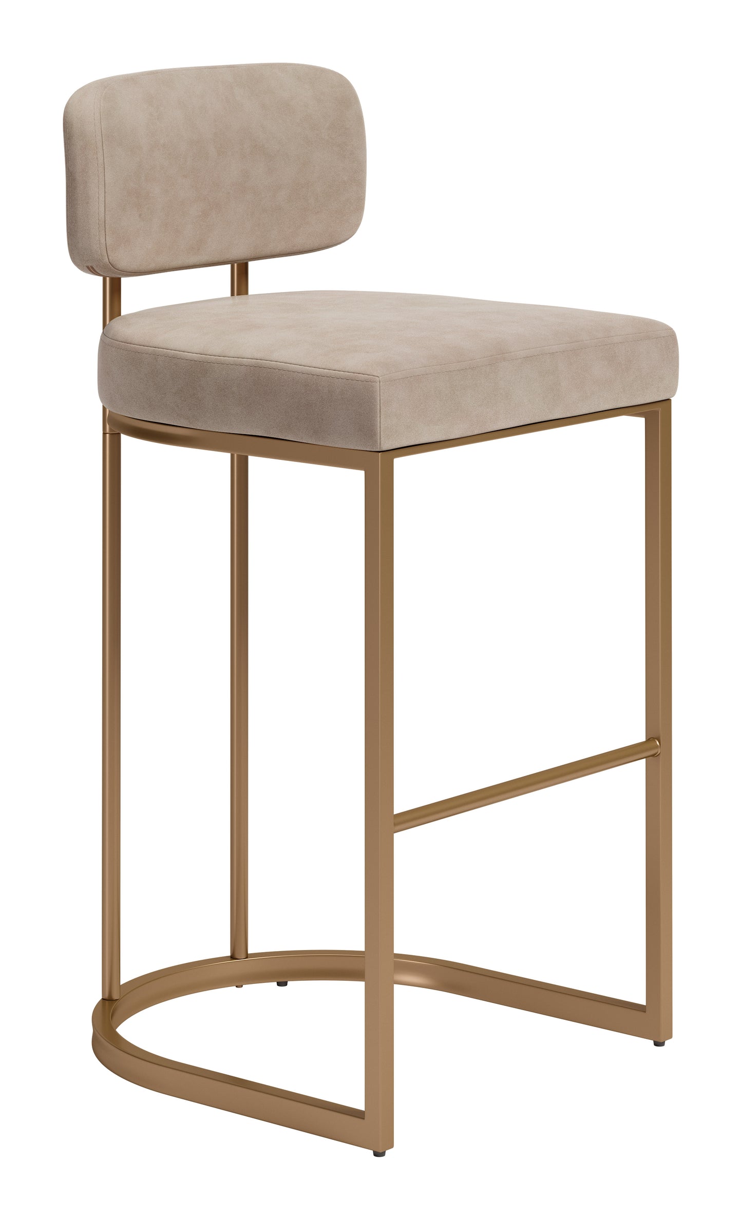 Velar Barstool (Set of 2) Beige & Bronze