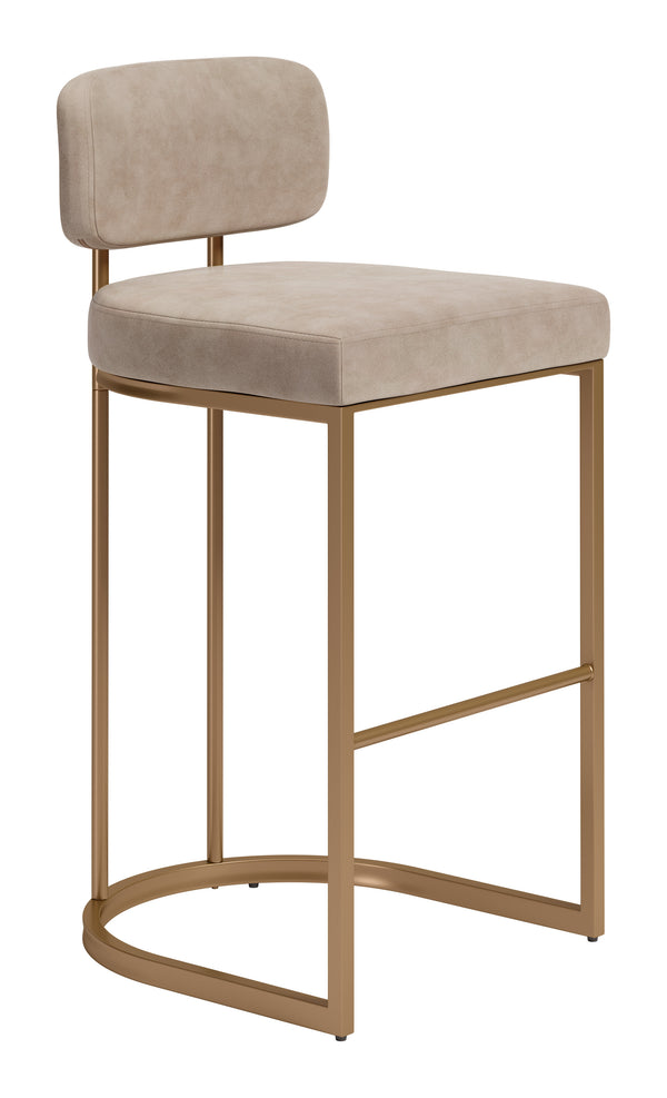 Velar Barstool (Set of 2) Beige & Bronze