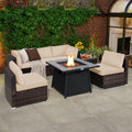 7 Pieces Patio Furniture Set with Propane Gas Fire Pit Table