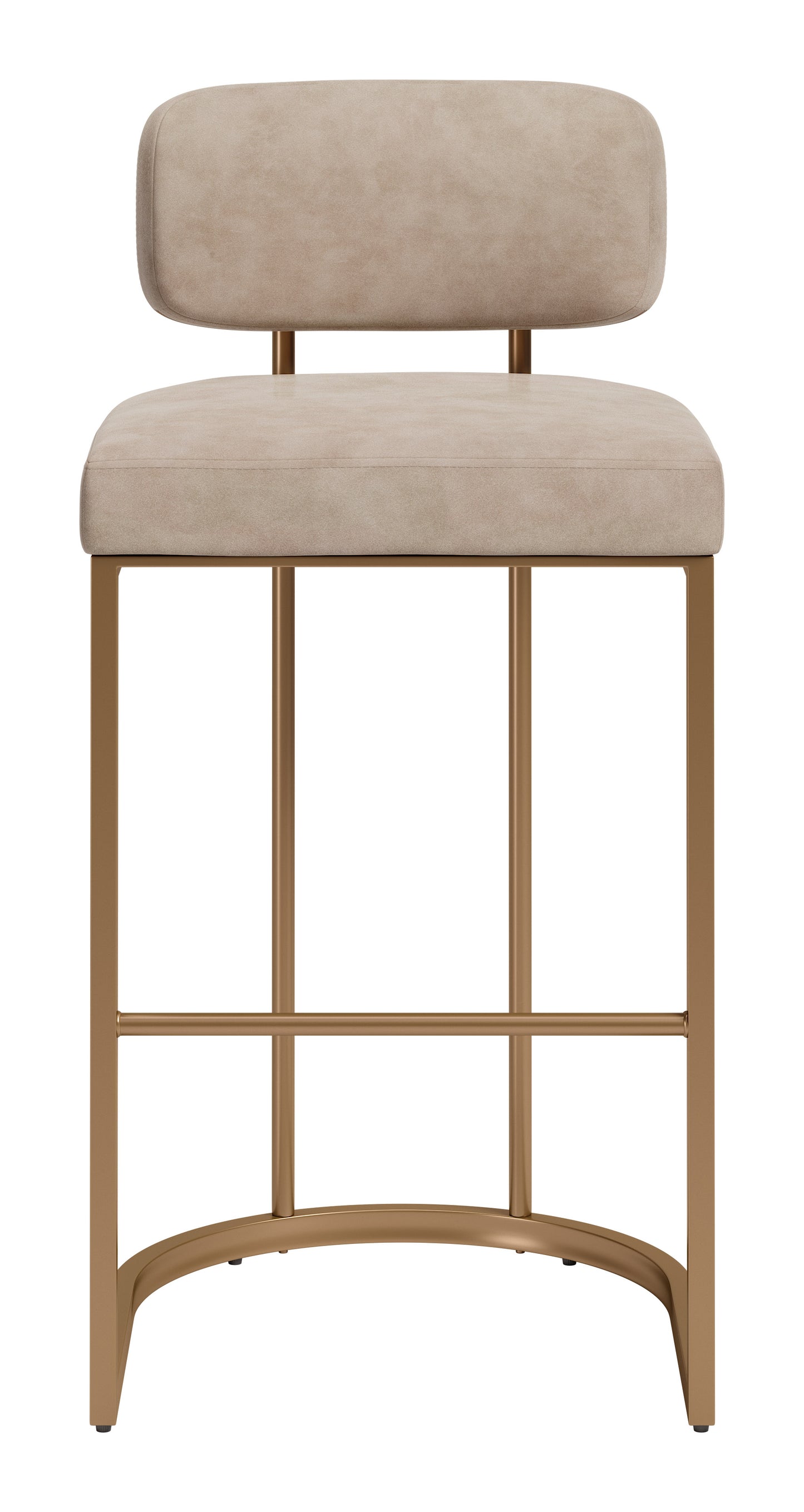 Velar Barstool (Set of 2) Beige & Bronze