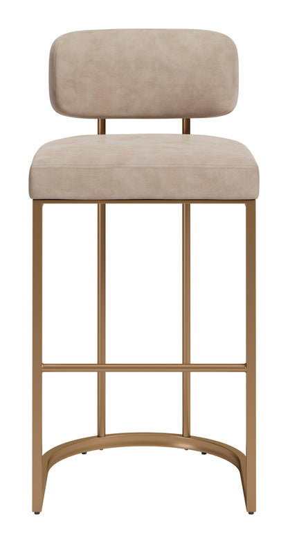 Velar Barstool (Set of 2) Beige & Bronze