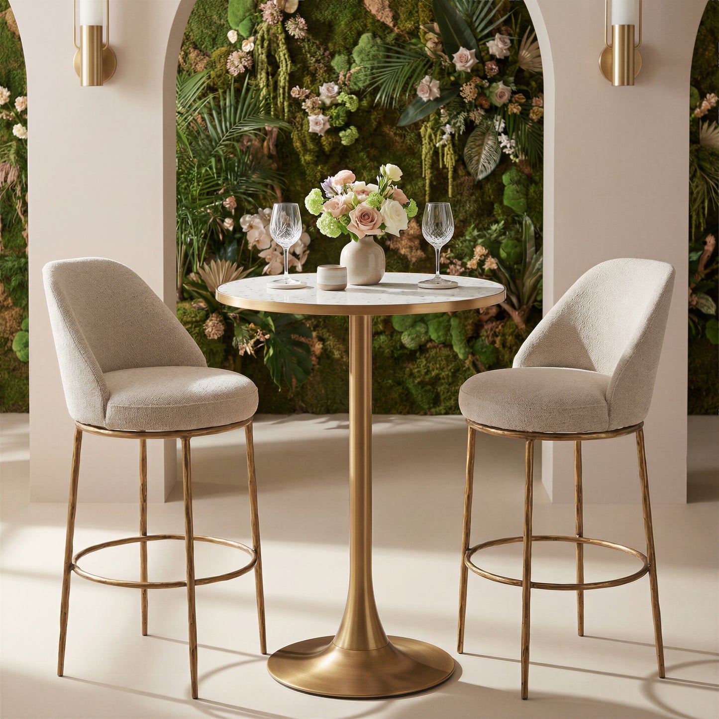 Nordhavn Swivel Barstool Beige & Gold