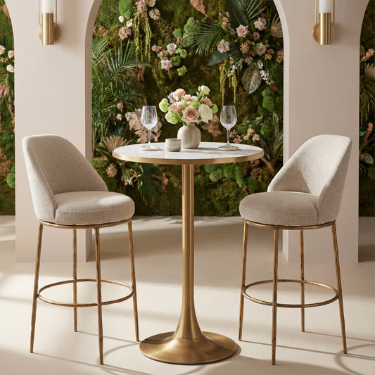 Nordhavn Swivel Barstool Beige & Gold