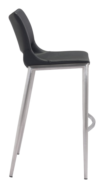 Ace Barstool (Set of 2) - Black & Silver