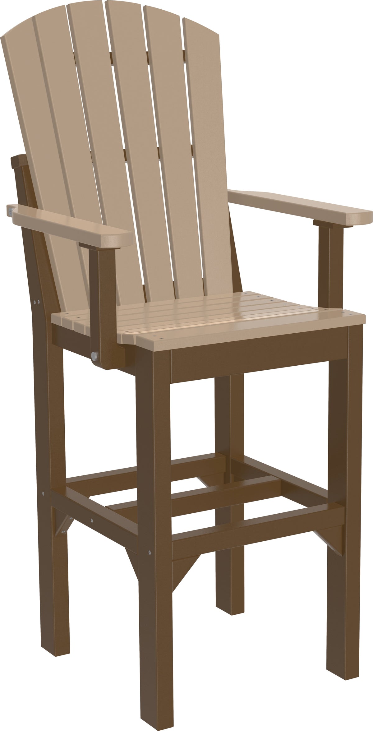 Adirondack Arm Chair Weatherwood & Chestnut Brown / Bar Height