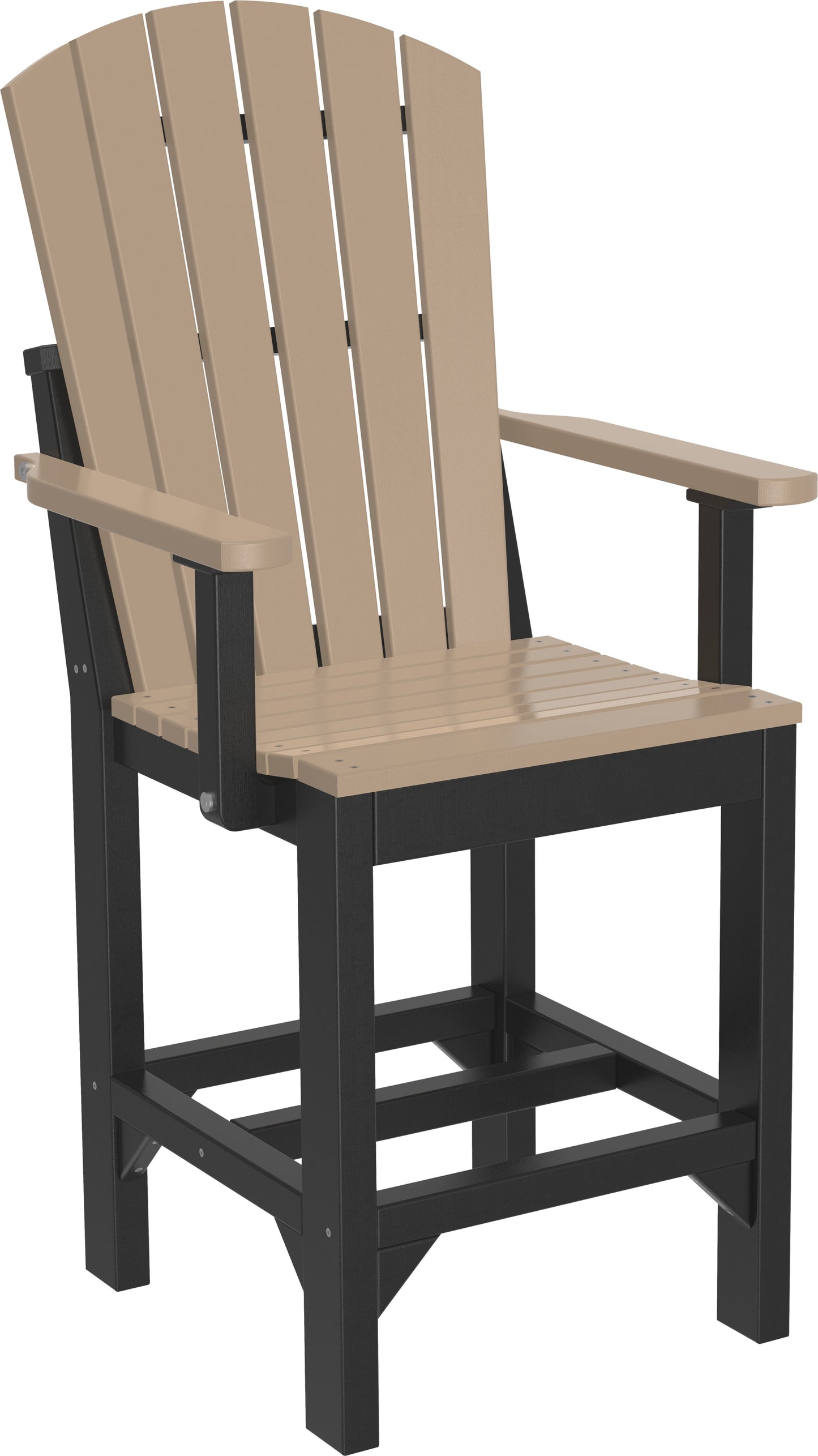 Adirondack Arm Chair Weatherwood & Black / Counter Height