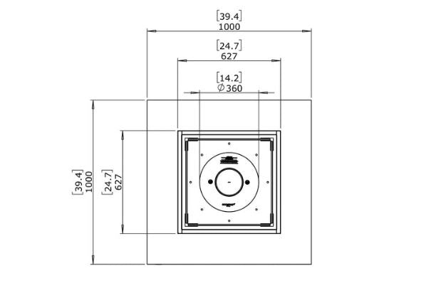 Base 40 Fire Table w/ Gas/LP Burner — Top View technical drawing
